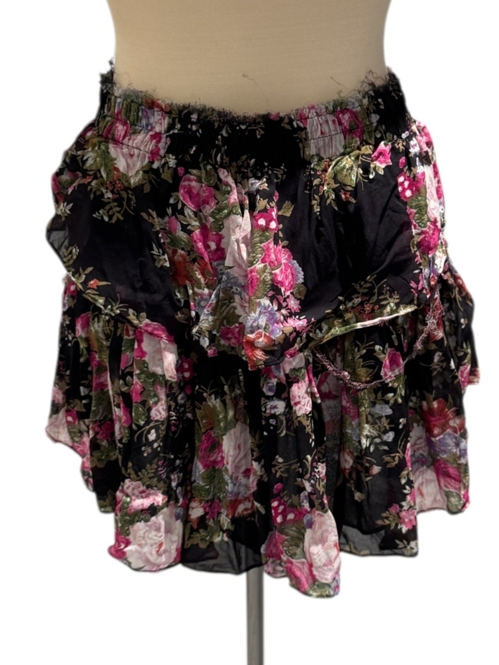 LOVESHACKFANCY black & pink layered mini skirt - size M